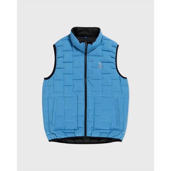 NEW PSYCHO BUNNY men's spencer reversible down vest in neon pool - Picture 4 of 5
